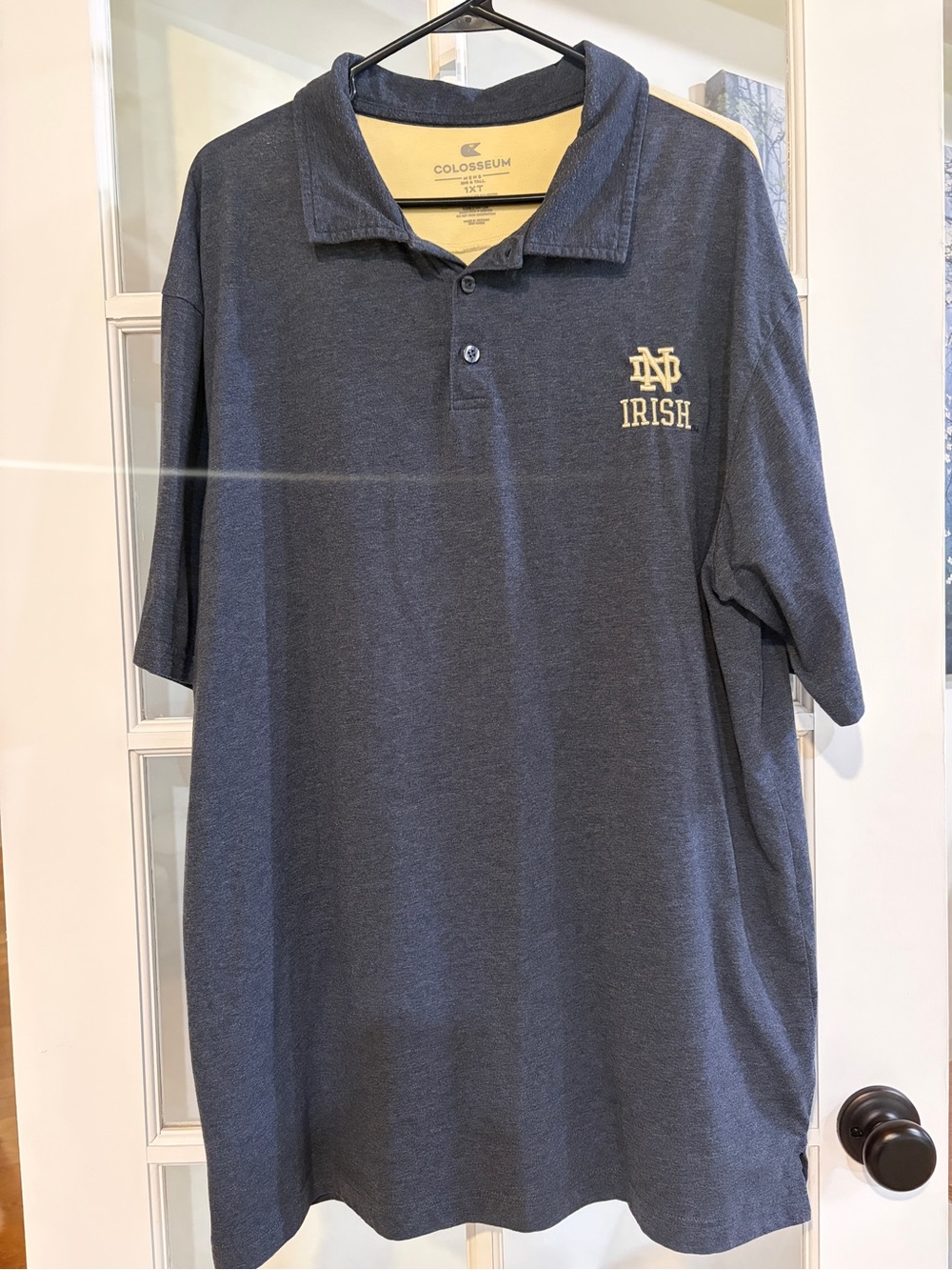 Notre Dame Polo Shirt Men’s Size 1X Gray Colosseum Short Sleeve Embroidered ND